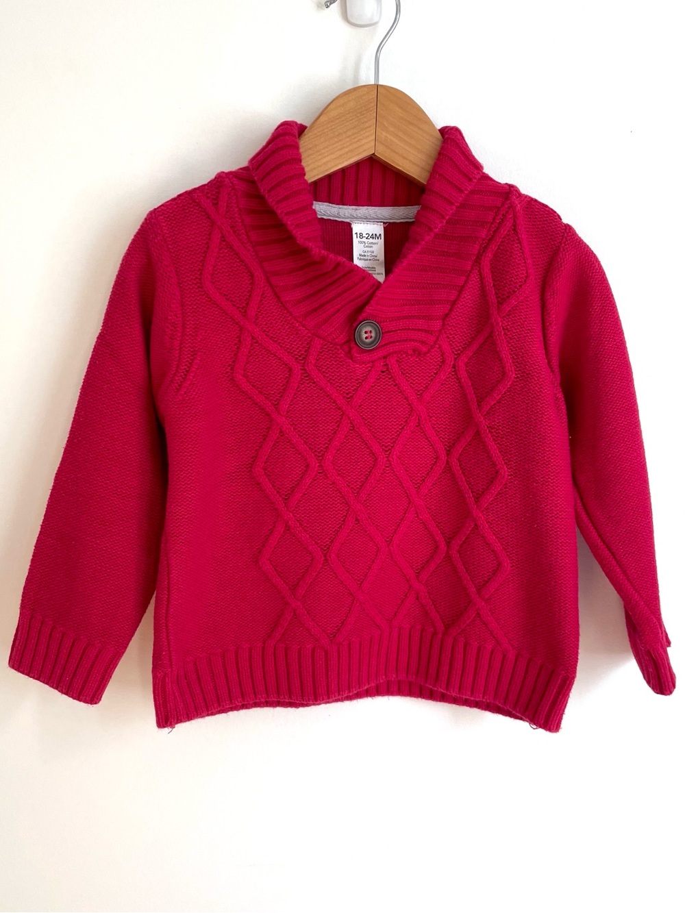 $8 💥Christmas Cable Knit Sweater, Shawl Collar, Long Sleeve, Ribbed Hem & Cuffs